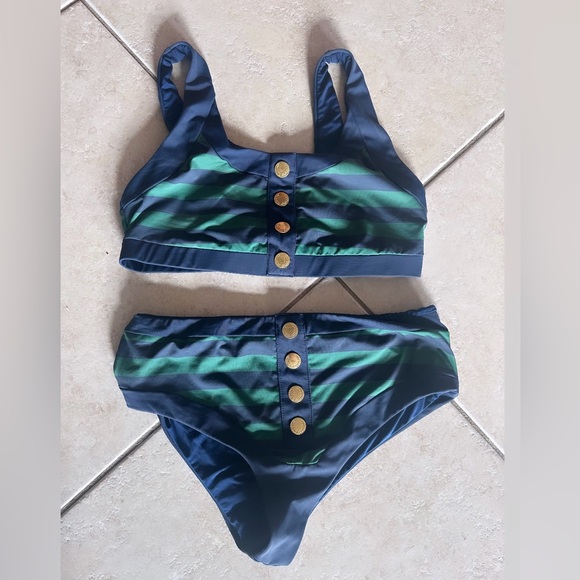 Beach riot M/L rugby stripe swimsuit - Picture 2 of 5